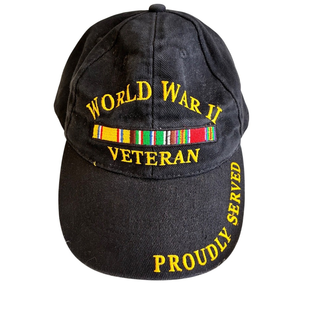 Eagle Emblems World War II Veteran Hat Black Cotton Embroidered Proudly Served